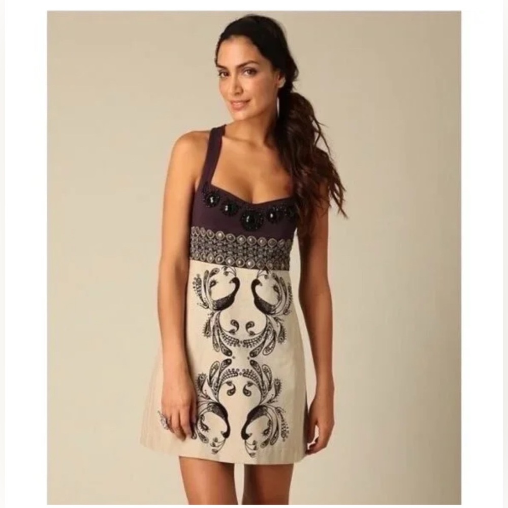 Free People Women's Boho Tank
Dress Purple Tan Jeweled Peacock
Design Size2